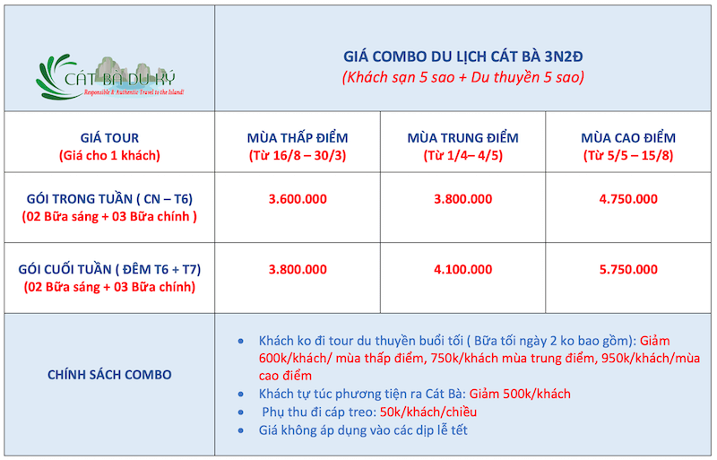 Tour Combo Du Lịch Cát Bà 2N1Đ & 3N2Đ 3